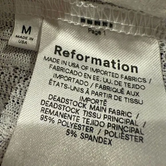 Reformation Sheer Pointelle Crop Top White Long Sleeve Size M - Picture 5 of 6